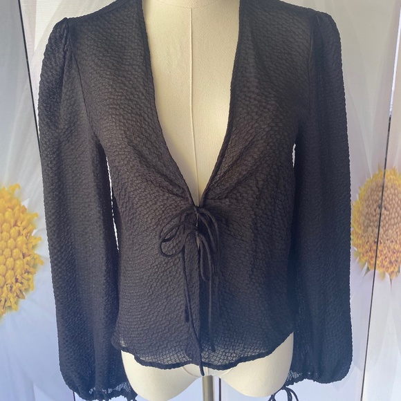 Urban Outfitters black blouse with ties - Picture 3 of 4